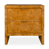 brown burl wood 2-drawer chest