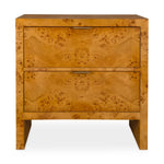 brown burl wood 2-drawer chest