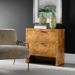 brown burl wood 2-drawer chest