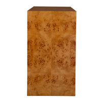 brown burl wood 2-drawer chest