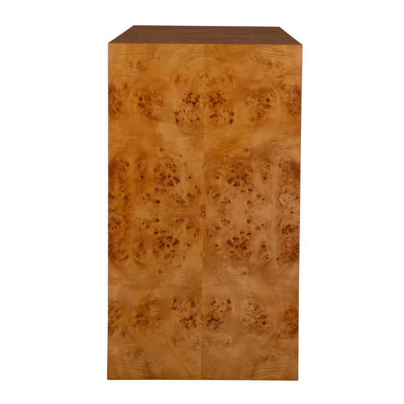 brown burl wood 2-drawer chest