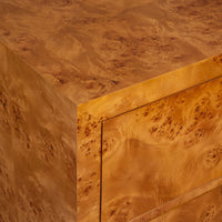 brown burl wood 2-drawer chest