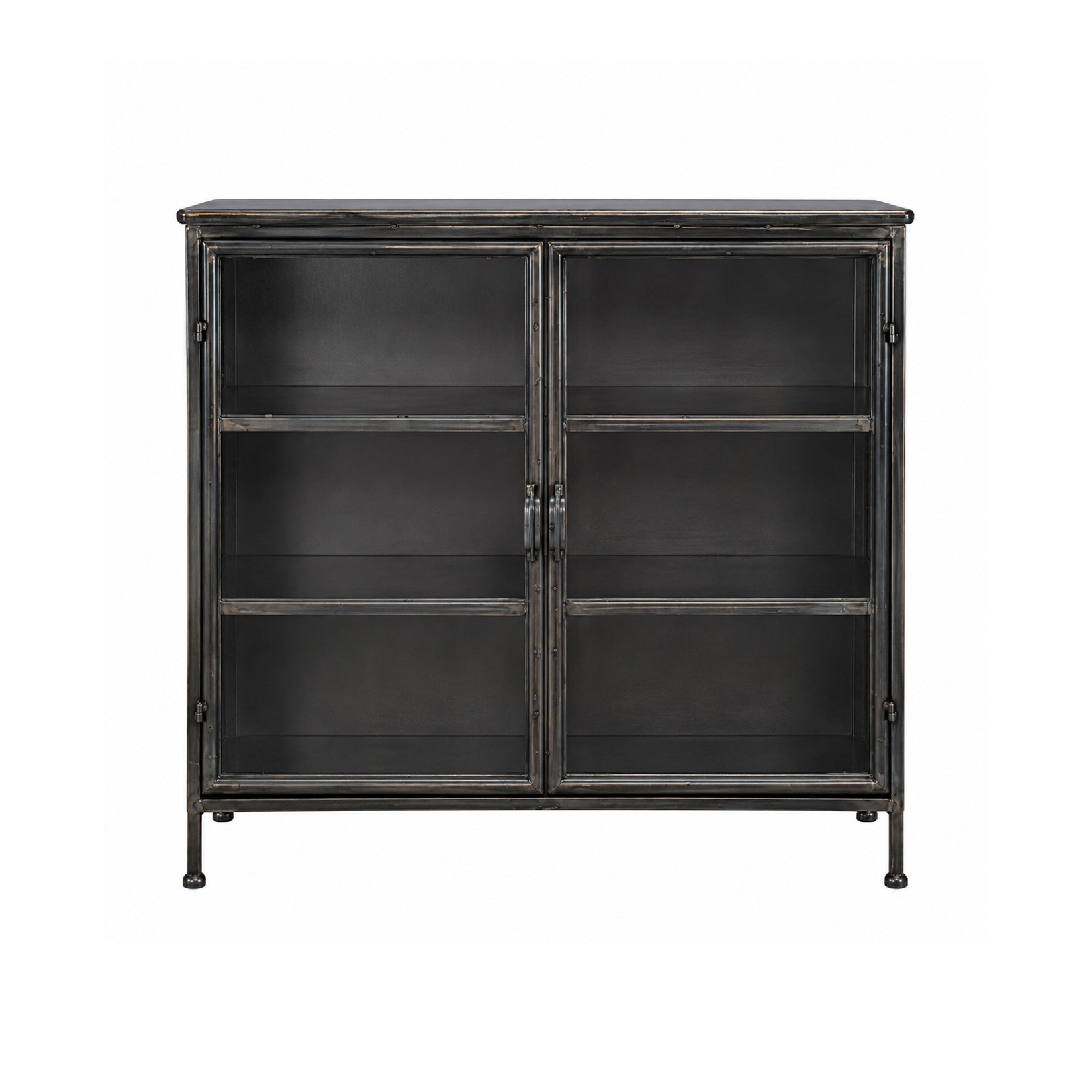 Short Iron and Glass Apothecary Cabinet