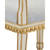 armless dining chair ivory wood frame antique gold trim gray back seat cushions