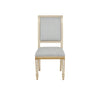 armless dining chair ivory wood frame antique gold trim gray back seat cushions