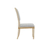 armless dining chair ivory wood frame antique gold trim gray back seat cushions