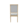 armless dining chair ivory wood frame antique gold trim gray back seat cushions