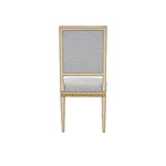 armless dining chair ivory wood frame antique gold trim gray back seat cushions