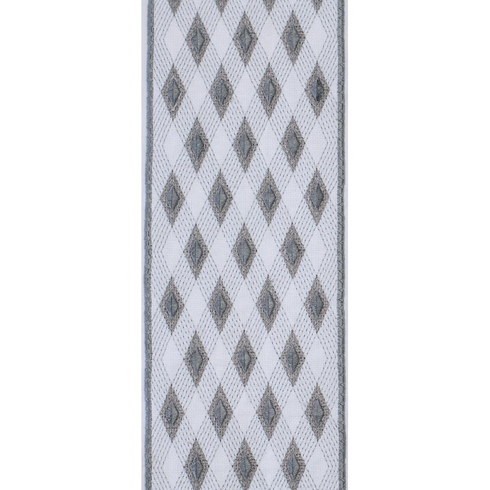 white linen blend curtain panels silver gold diamond embroidered trim