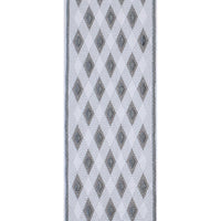 white linen blend curtain panels silver gold diamond embroidered trim