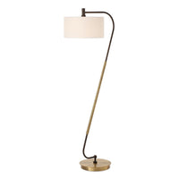 steel antique brass finish S-shaped floor lamp white shade