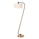steel antique brass finish S-shaped floor lamp white shade