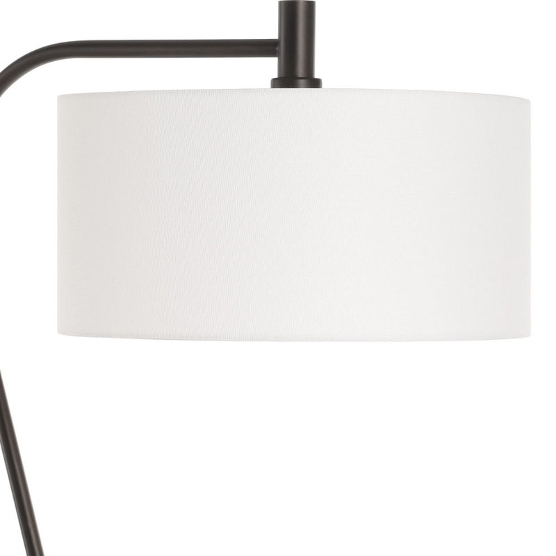 steel antique brass finish S-shaped floor lamp white shade