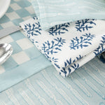 block printed napkin set navy floral patterned