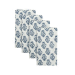 block printed napkin set navy floral patterned
