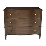3-drawer chest dark brown waved front tapered legs
