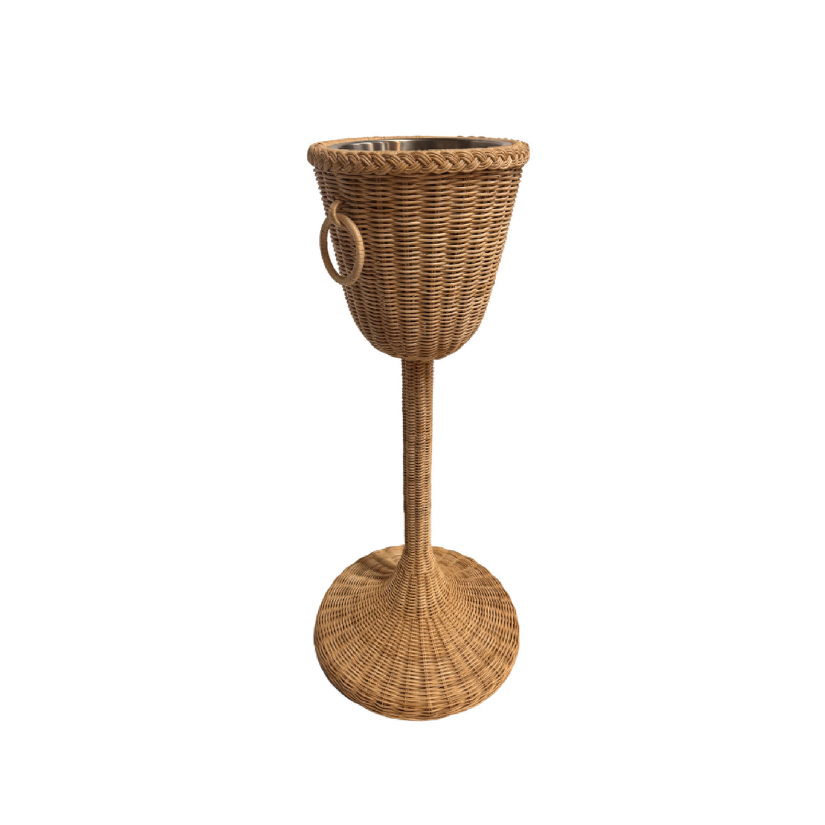 Wicker champagne stand on a white background