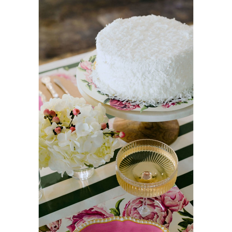 striped paper table runner dark green white