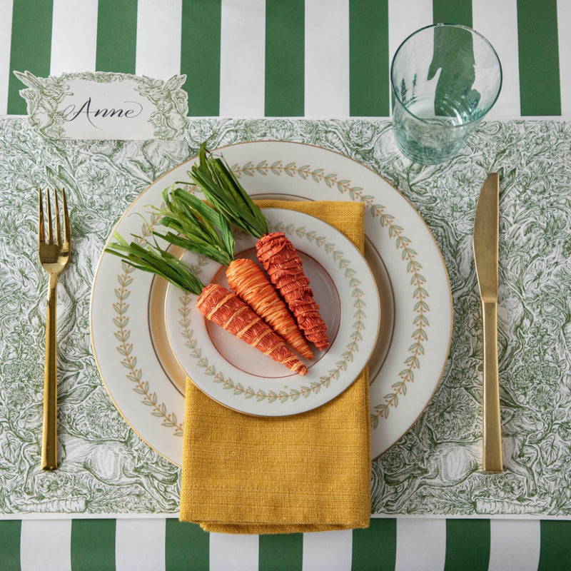 green striped paper table runner 