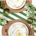 green striped paper table runner 