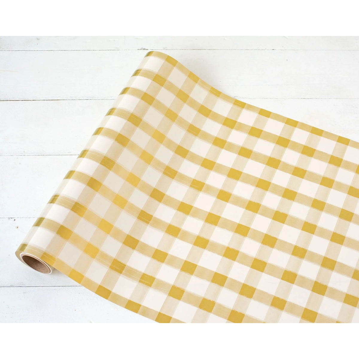 Gold Painted Check Table Runner for Christmas & Dinner Parties