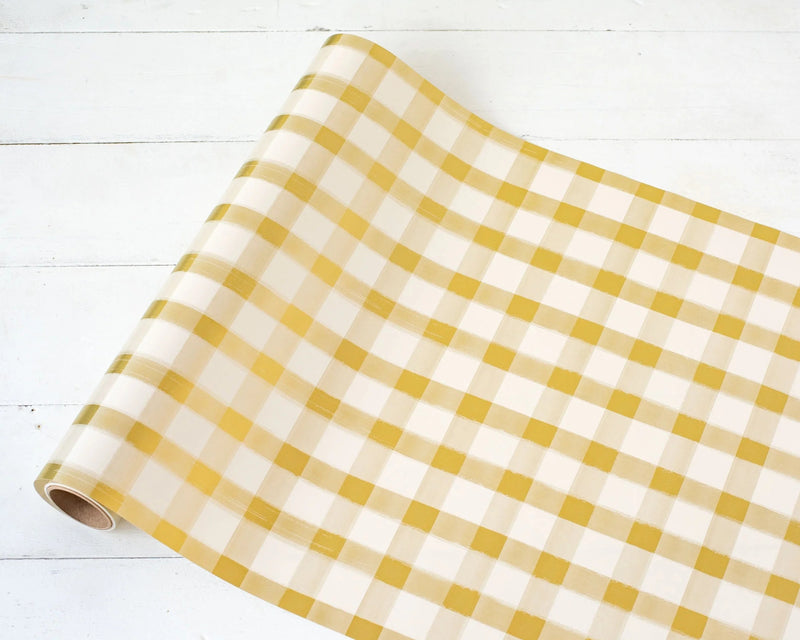 Gold Painted Check Table Runner for Christmas & Dinner Parties