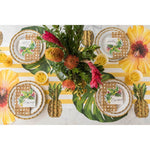 striped paper table runner marigold yellow white