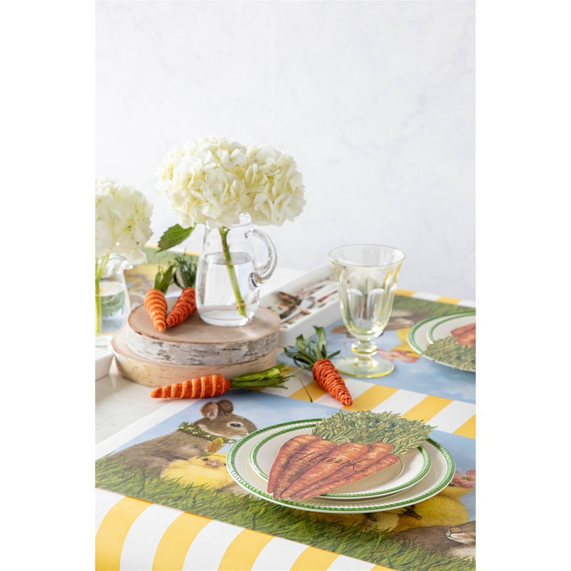 striped paper table runner marigold yellow white
