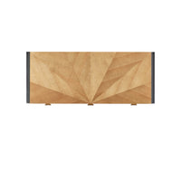 desk tan veneer pieced brass handles black trim