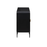 cabinet 3-door tan pieced veneer black frame brass handles