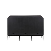 cabinet 3-door tan pieced veneer black frame brass handles