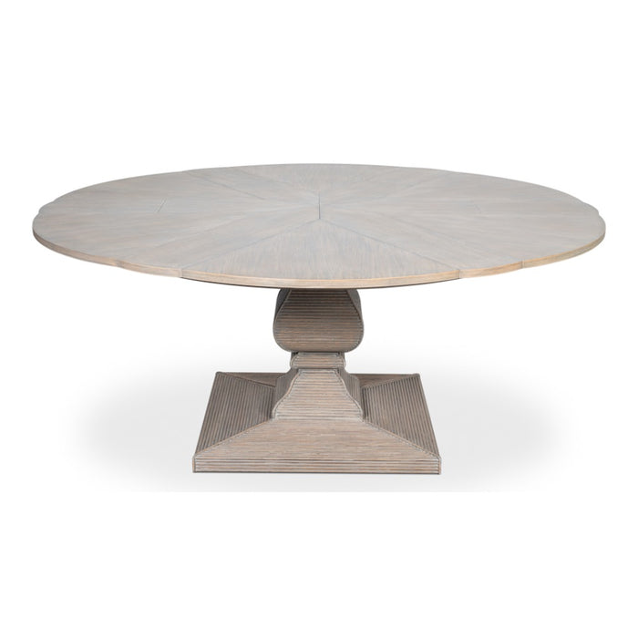round dining table expandable pedestal base moonskin finish