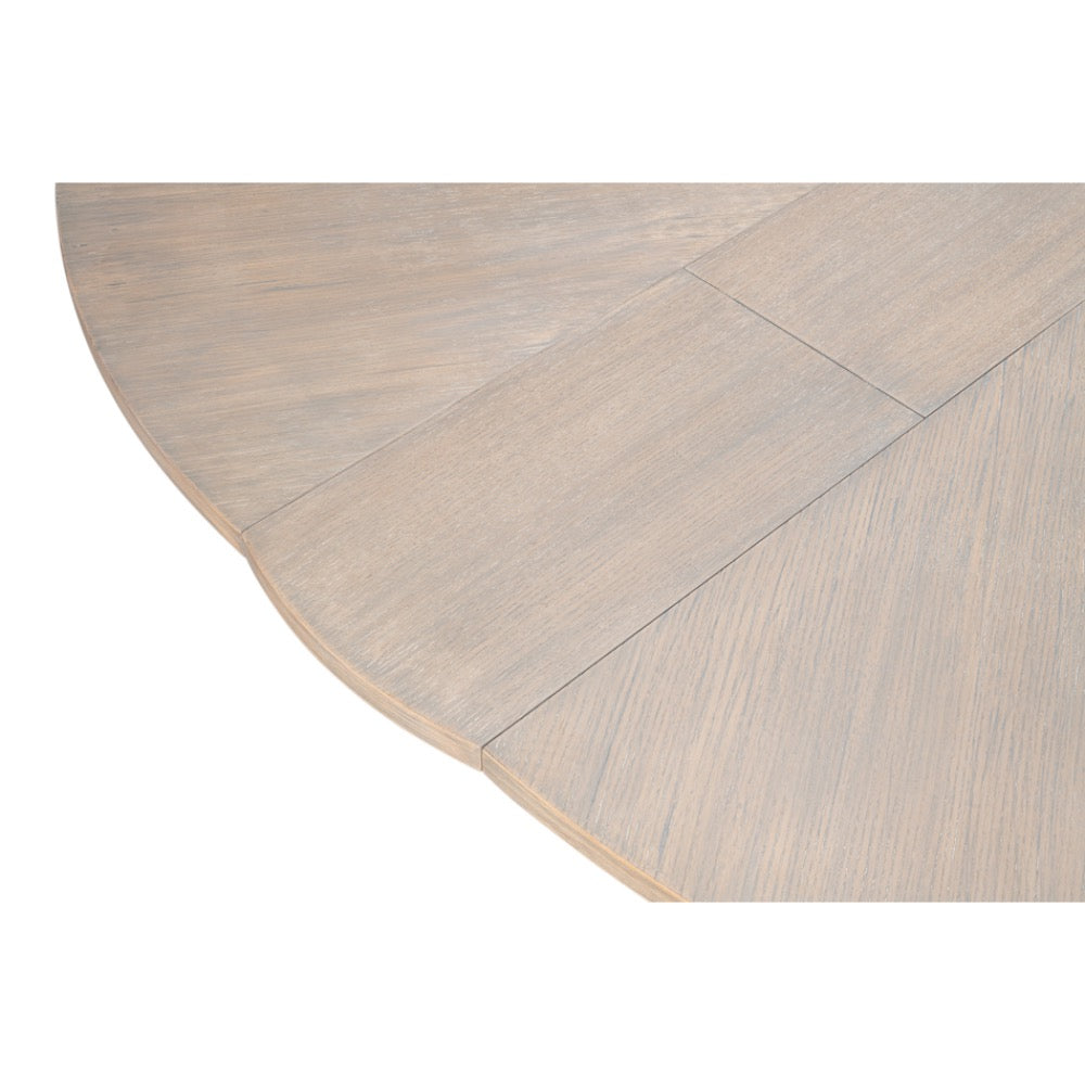 round dining table expandable pedestal base moonskin finish