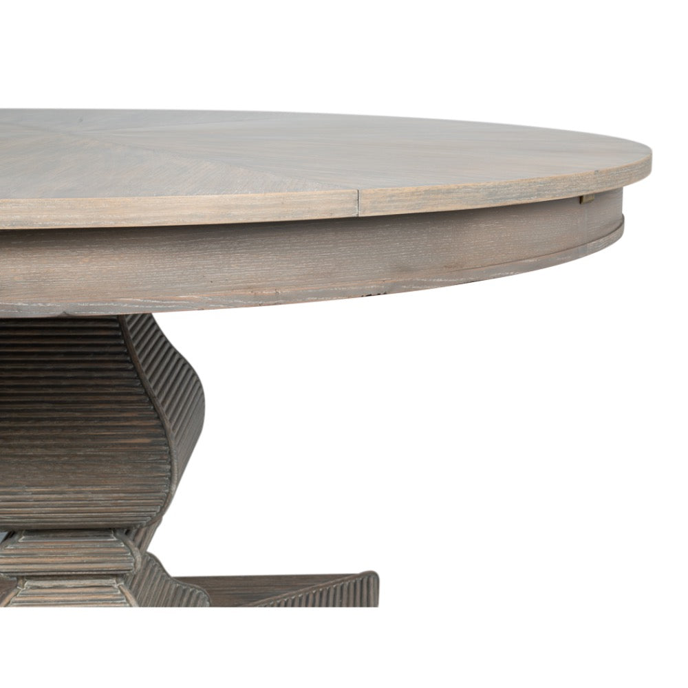 round dining table expandable pedestal base moonskin finish