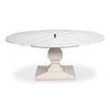round dining table expandable reeded pedestal base white finish
