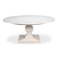 round dining table expandable reeded pedestal base white finish