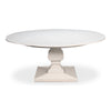 round dining table expandable reeded pedestal base white finish