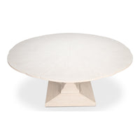 round dining table expandable reeded pedestal base white finish
