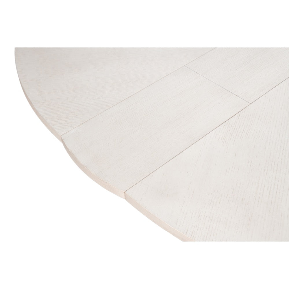 round dining table expandable reeded pedestal base white finish