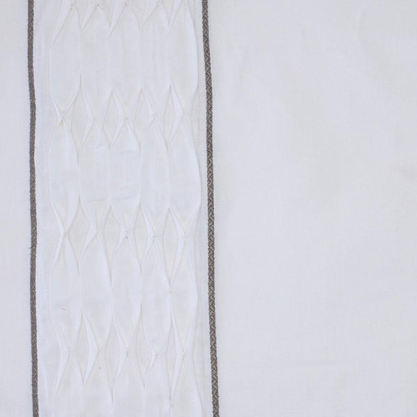 white linen blend curtain panels textured trim