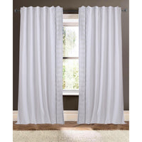 white linen blend curtain panels textured trim