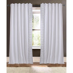 white linen blend curtain panels textured trim
