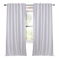 white linen blend curtain panels textured trim