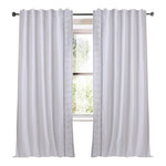 white linen blend curtain panels textured trim