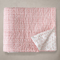 coral white geometric block printed quilt 