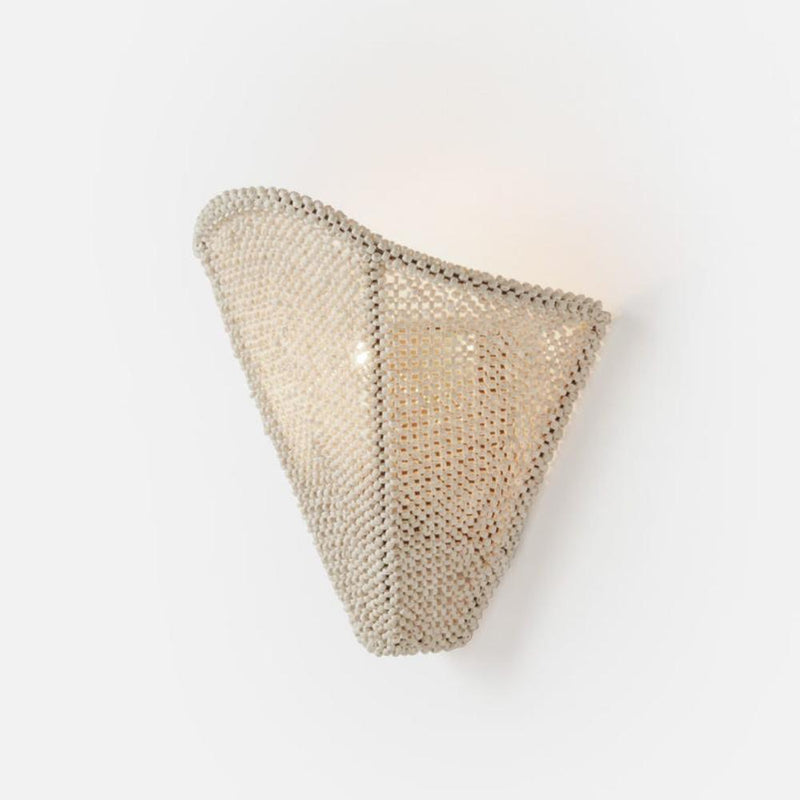 natural coco bead gold metal sconce woven organic