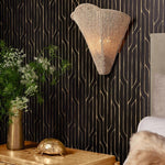 natural coco bead gold metal sconce woven organic