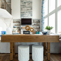 console table breadboard finish oak solids storage drawers natural