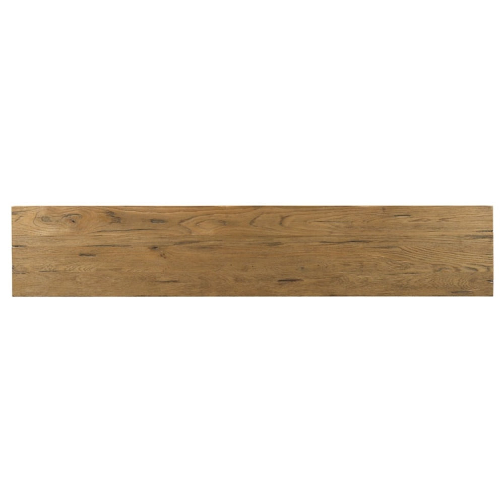 console table breadboard finish oak solids storage drawers natural