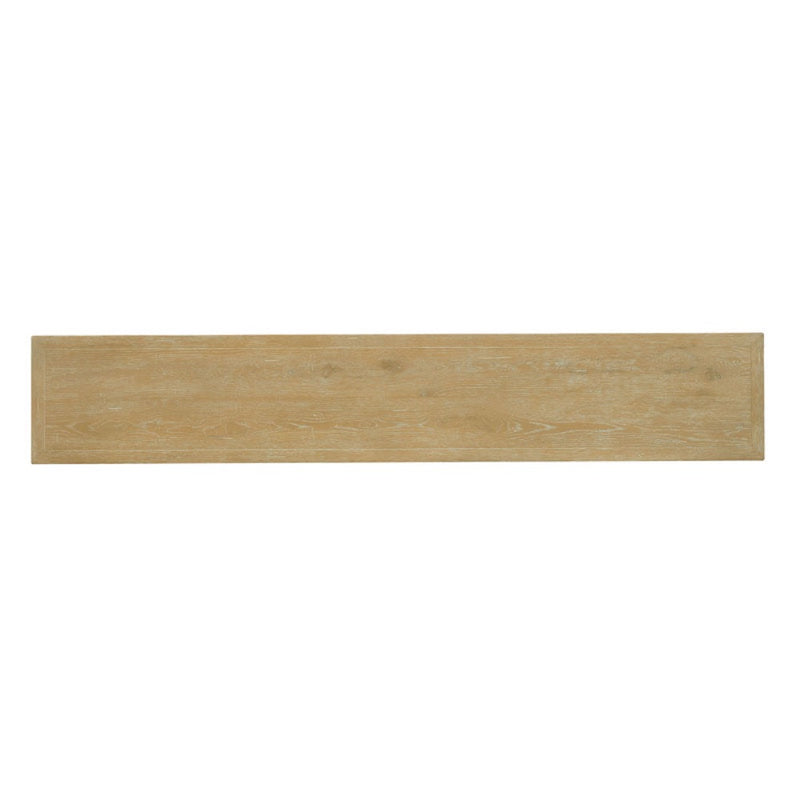 console table lime wash finish three shelf oak solids veneer